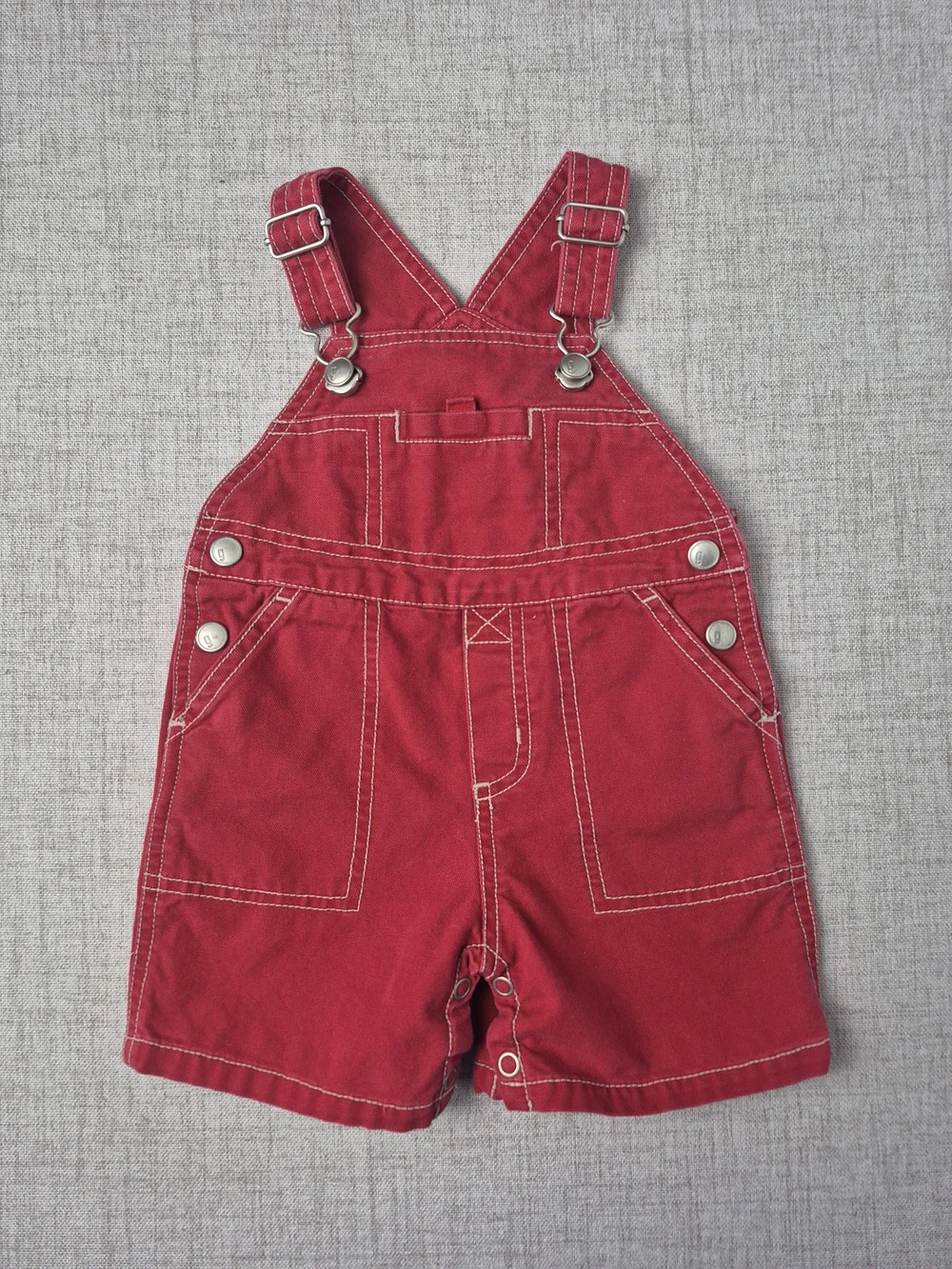 Vintage Gymboree Red Denim Shortalls Overalls 3-6M Year 2000